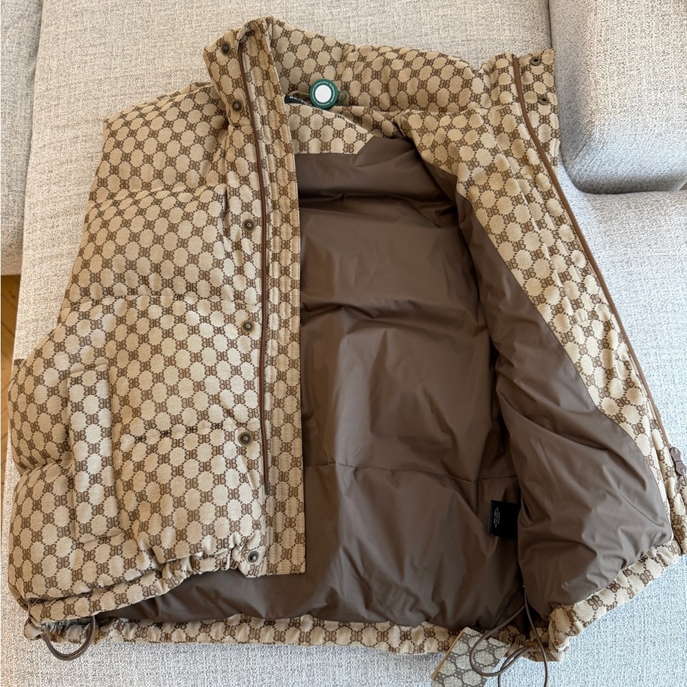 Balenciaga x Gucci Beige Monogram Puffer Vest